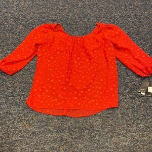 BCX Red Sheer Chiffon Top sz. M NWT